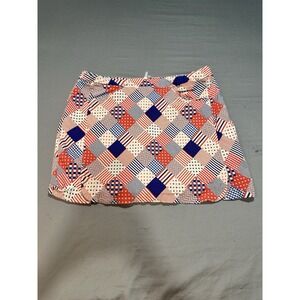 Kate Park Red, White, Blue Pull On Patchwork/Quilt Skort/Skirt 2X